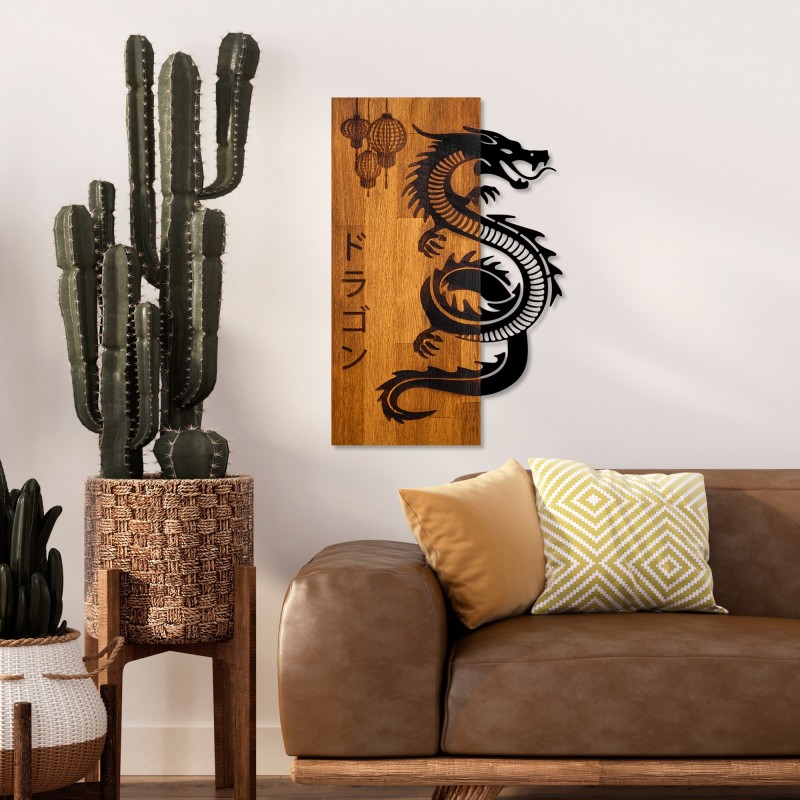 Wallxpert Decorative Wooden Wall Accessory Dragon Walnut
Black