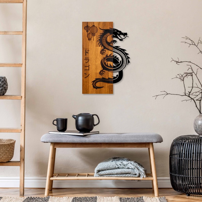 Wallxpert Decorative Wooden Wall Accessory Dragon Walnut
Black