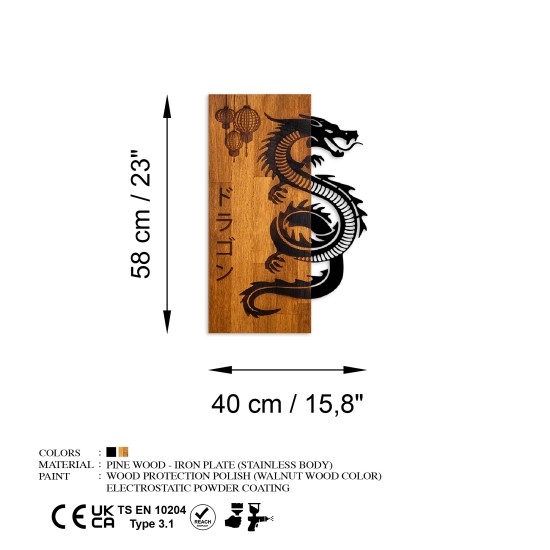 Wallxpert Decorative Wooden Wall Accessory Dragon Walnut
Black