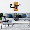 Wallxpert Decorative Wooden Wall Accessory Banksy - Flower Thrower Walnut
Black