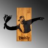 Wallxpert Decorative Wooden Wall Accessory Banksy - Flower Thrower Walnut
Black
