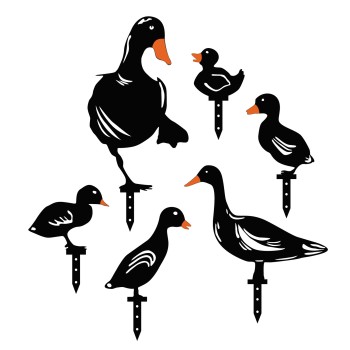 Decorative Garden Metal Accessory Set Ducks Black