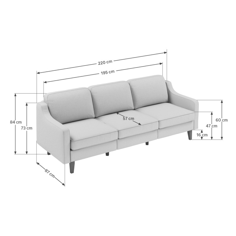 3-Seat Sofa Robin Extra 3 - Ocean Blue, Walnut Ocean Blue
Walnut