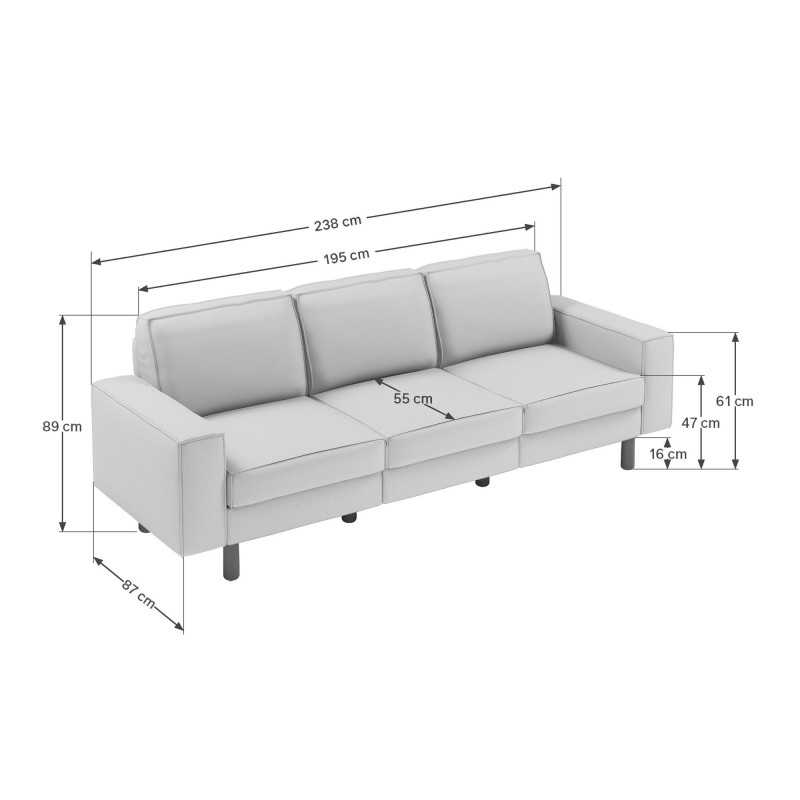 3-Seat Sofa Sparrow Extra 3 - Pebble, Walnut Pebble
Walnut