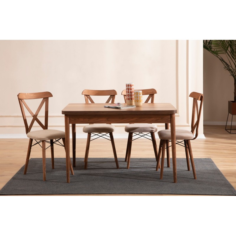 Extendable Dining Table & Chairs Set (5 Pieces) Cenova - Brown Brown