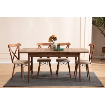 Extendable Dining Table & Chairs Set (5 Pieces) Cenova - Brown Brown