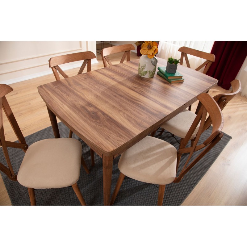 Extendable Dining Table & Chairs Set (5 Pieces) Cenova - Brown Brown