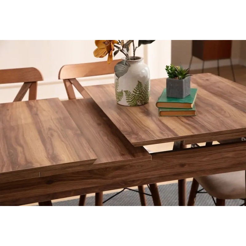 Extendable Dining Table & Chairs Set (5 Pieces) Cenova - Brown Brown