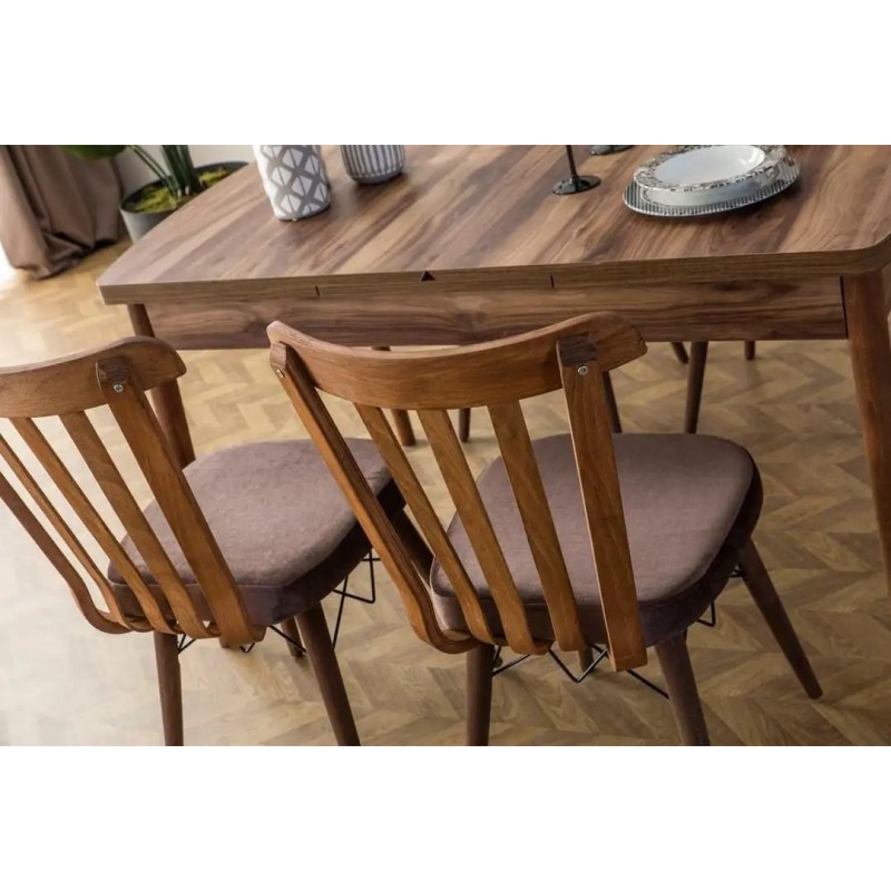 Extendable Dining Table & Chairs Set (5 Pieces) Fergana - Brown Brown