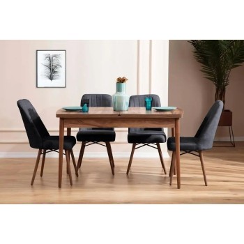 Extendable Dining Table & Chairs Set (5 Pieces) Lidyana - Anthracite Anthracite