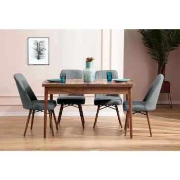 Extendable Dining Table & Chairs Set (5 Pieces) Lidyana - Grey Grey
