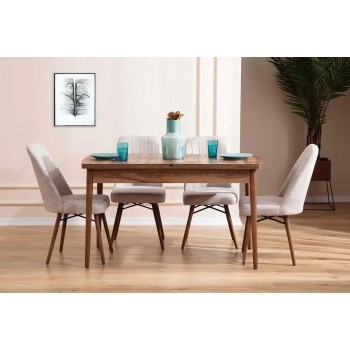 Extendable Dining Table & Chairs Set (5 Pieces) Lidyana - Cream Cream