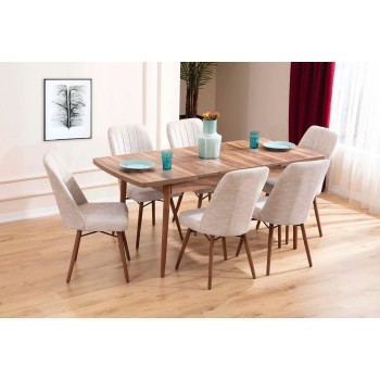 Extendable Dining Table & Chairs Set (7 Pieces) Lidyana - Cream Cream