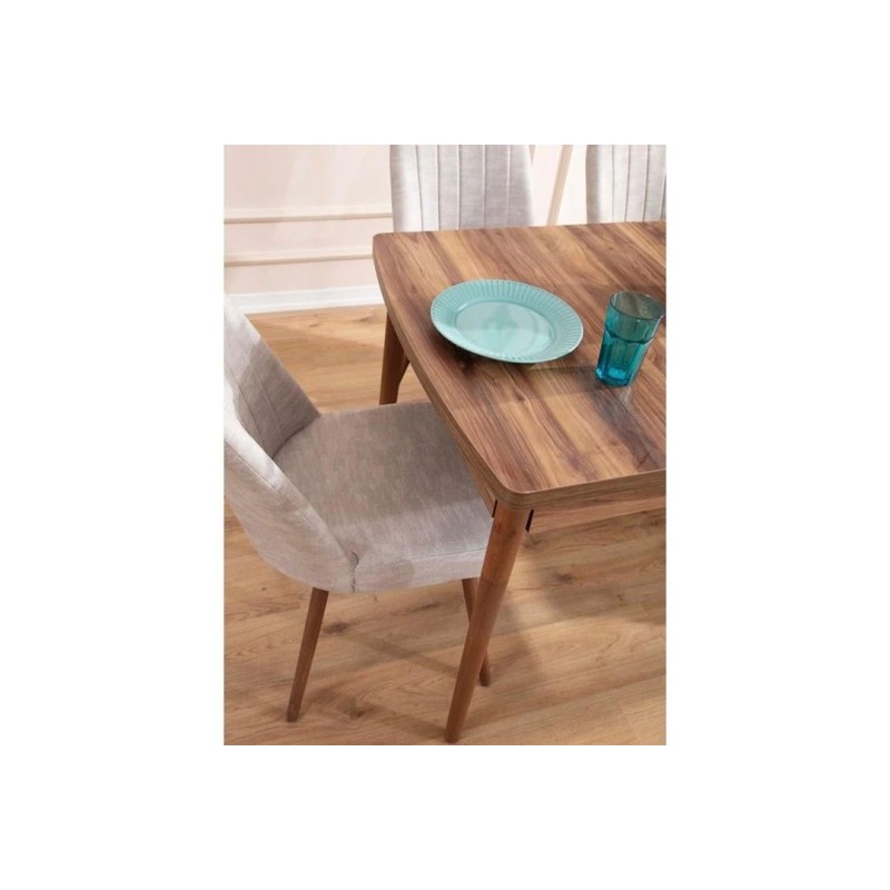 Extendable Dining Table & Chairs Set (7 Pieces) Lidyana - Cream Cream