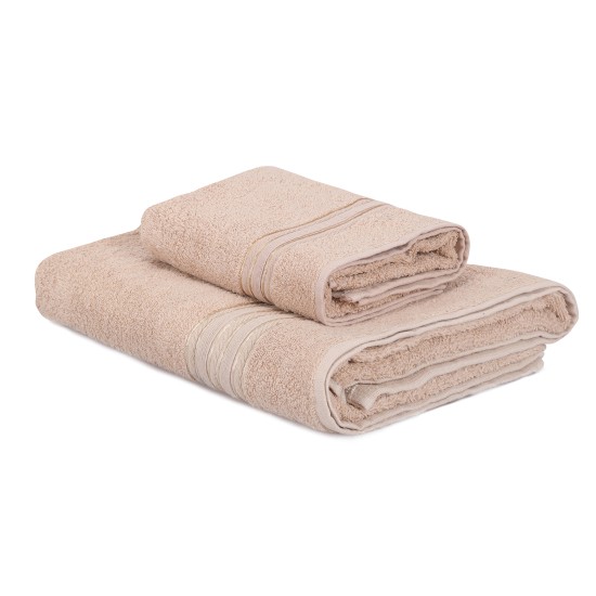Towel Set (2 Pieces) Dora - Cappuccino Cappuccino Lessentiel Towel Set (2 Pieces) Dora - Cappuccino Cappuccino