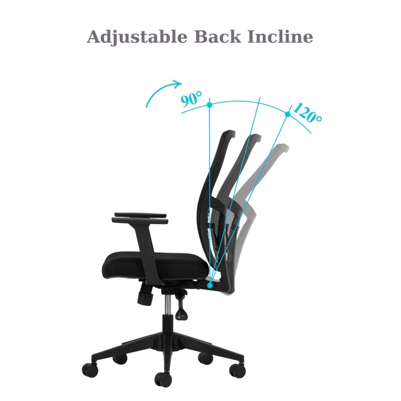 Office Chair Set (2 Pieces) Lumbar 108 - Black Black