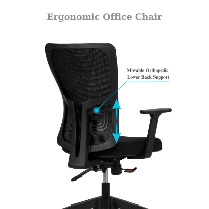 Office Chair Set (2 Pieces) Lumbar 108 - Black Black