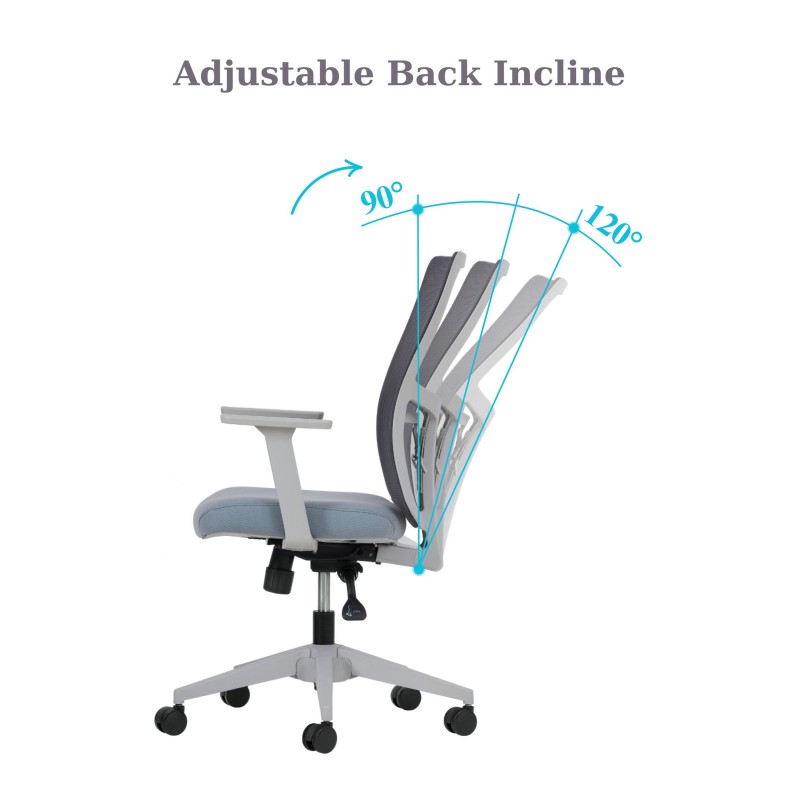 Office Chair Set (2 Pieces) Lumbar 108 - Grey Grey