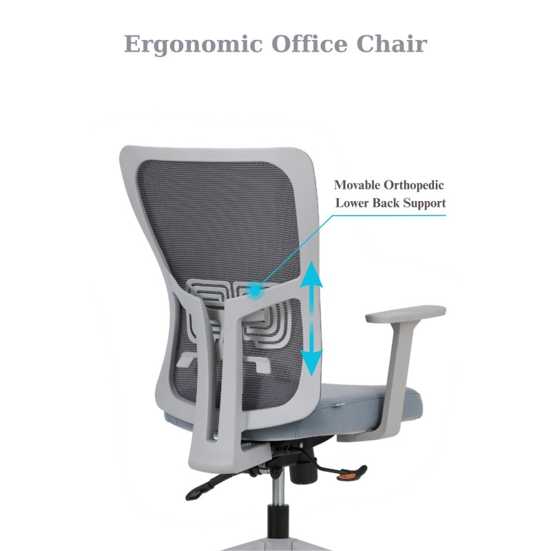 Office Chair Set (2 Pieces) Lumbar 108 - Grey Grey
