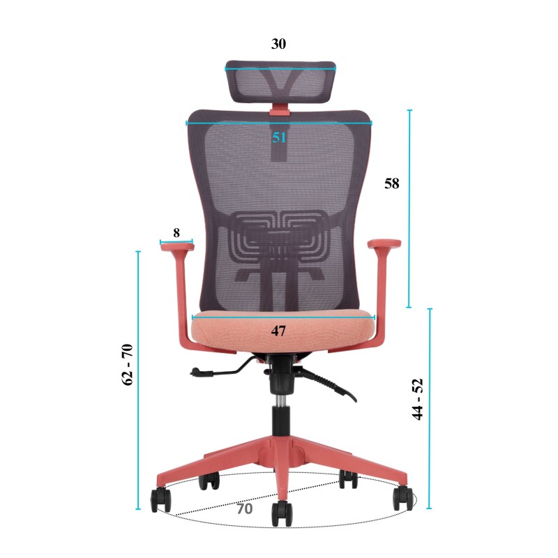 Office Chair Lumbar 126 - Salmon Salmon