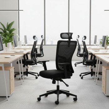 Office Chair Set (2 Pieces) Lumbar 126 - Black Black