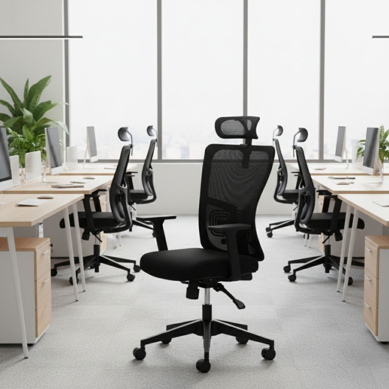 Office Chair Set (2 Pieces) Lumbar 126 - Black Black