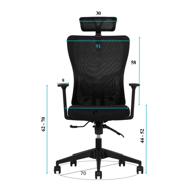 Office Chair Set (2 Pieces) Lumbar 126 - Black Black