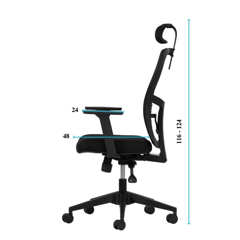 Office Chair Set (2 Pieces) Lumbar 126 - Black Black