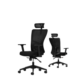 Office Chair Set (2 Pieces) Lumbar 126 - Black Black