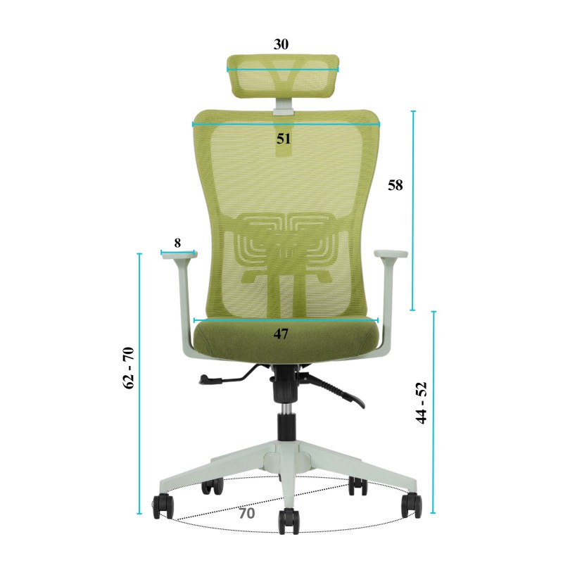Office Chair Set (2 Pieces) Lumbar 126 - Green Green