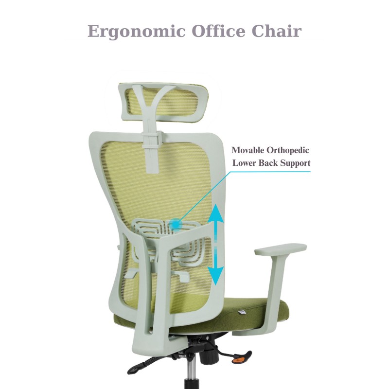 Office Chair Set (2 Pieces) Lumbar 126 - Green Green