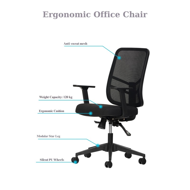 Office Chair Set (2 Pieces) Leto 108 - Black Black