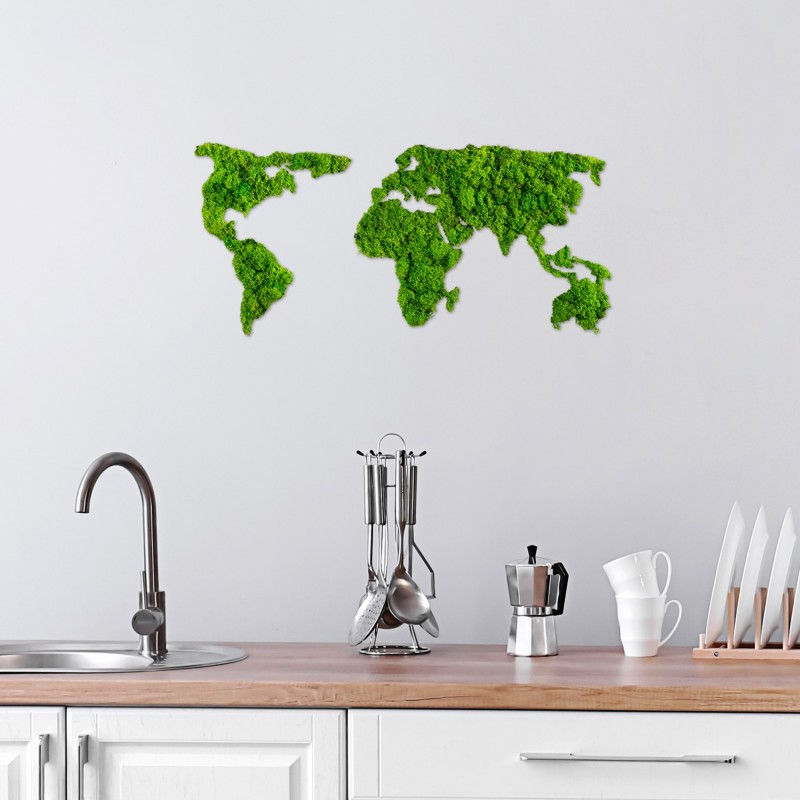 Decorative Metal Wall Accessory World Map Green