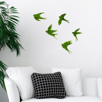 Decorative Metal Wall Accessory Swallows Green