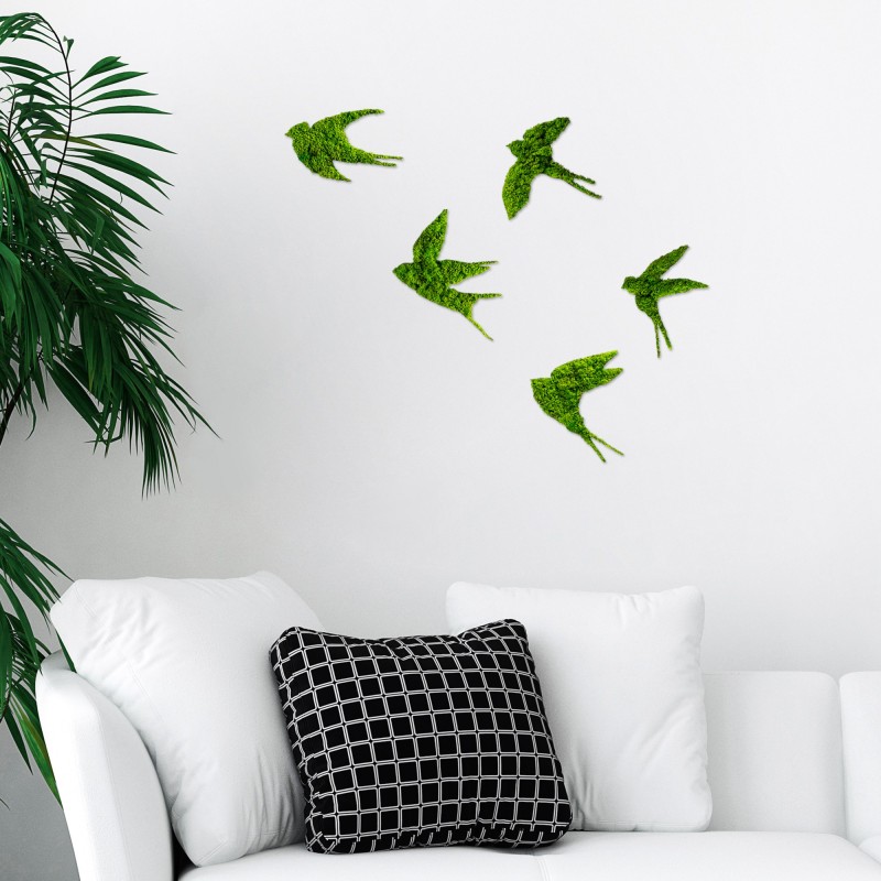 Decorative Metal Wall Accessory Swallows Green