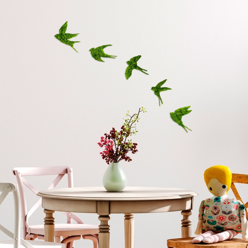 Decorative Metal Wall Accessory Swallows Green