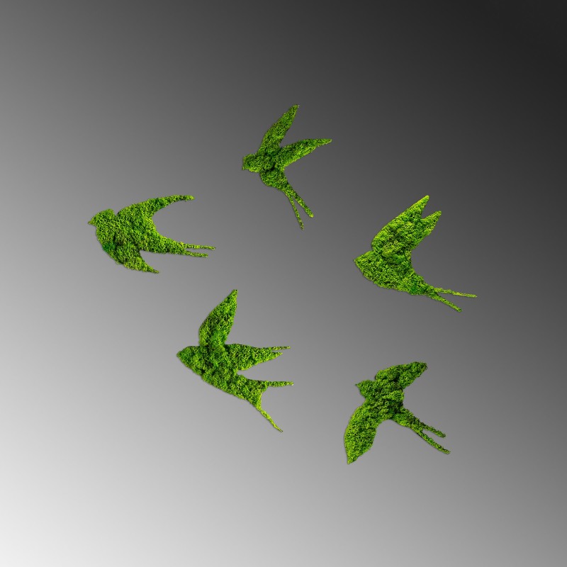 Decorative Metal Wall Accessory Swallows Green