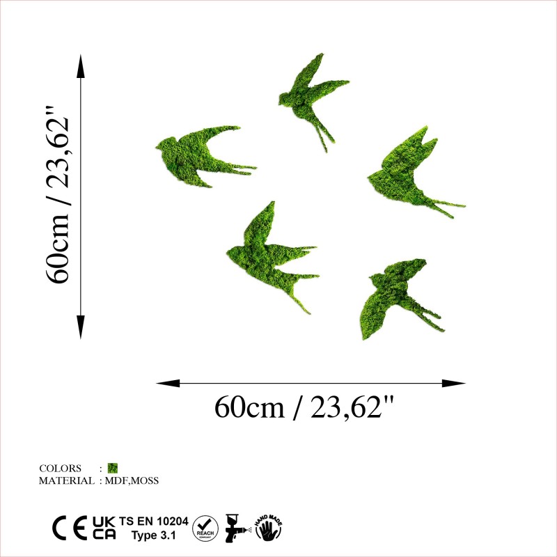 Decorative Metal Wall Accessory Swallows Green