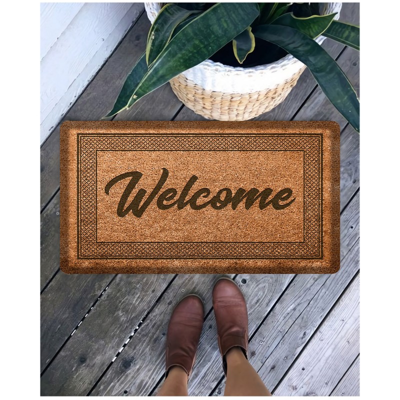 Pvc Doormat Dekoratif Welcome Kahverengi Kapı O¨nu¨ Paspası - Brown Brown