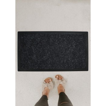 Pvc Doormat Dekoratif Nem Alıcı Toz Alıcı Siyah Kapı O¨nu¨ Paspası - Black Black