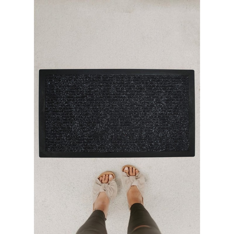 Pvc Doormat Dekoratif Nem Alıcı Toz Alıcı Siyah Kapı O¨nu¨ Paspası - Black Black