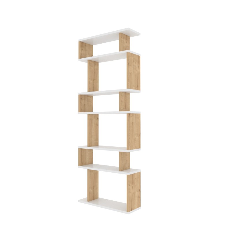 Βιβλιοθήκη - Bates - Χρώμα Δρυς Λευκό - 60x20x160εκ