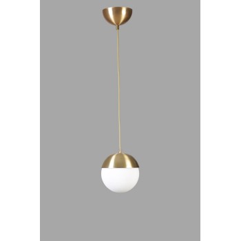 Chandelier Küre Tekli Eskitme Beyaz Camlı Sarkıt Gold
White