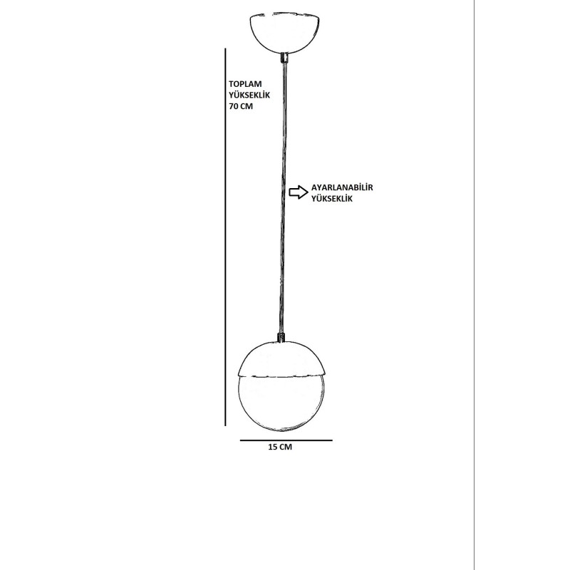 Opviq Chandelier Küre Tekli Eskitme Beyaz Camlı Sarkıt Gold
White