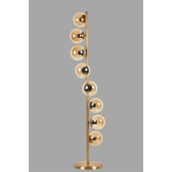 Opviq Floor Lamp Simay 8 Li Eskitme Bal Camlı Lambader Gold