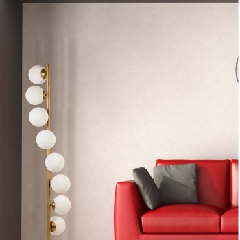 Floor Lamp Simay 8 Li Eskitme Beyaz Camlı Lambader White