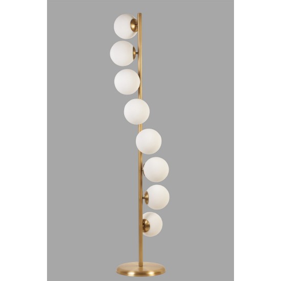 Opviq Floor Lamp Simay 8 Li Eskitme Beyaz Camlı Lambader White