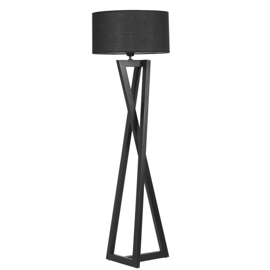 Opviq Floor Lamp Maçka Siyah Silindir Siyah Abajurlu Lambader Black