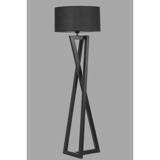 Opviq Floor Lamp Maçka Siyah Silindir Siyah Abajurlu Lambader Black