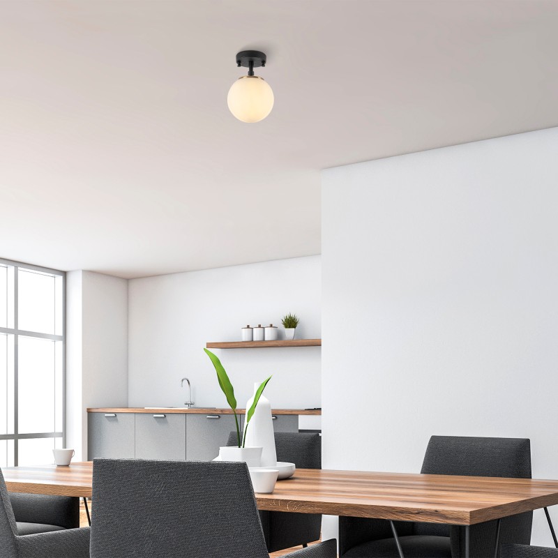 Φωτιστικό Οροφής Μονόφωτο - Atmaca - 10210 - Χρώμα Μαύρο Αντικέ